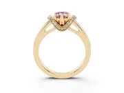 Emerald Cut Pavé Collar Engagement Ring Setting for a Fancy Pink Lab-Grown Diamond | Yellow Gold