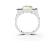 Fancy Yellow Oval Cut Diamond Three-Stone Channel Set Ring Set in Platinum with Smooth Polished Band