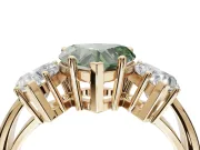Heart-Shaped 3 Stone Engagement Ring Setting for a Fancy Green Lab-Grown Diamond | Yellow Gold - Design NV-24895