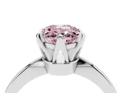 Fancy Pink Oval Cut Diamond Solitaire Engagement Ring Set in White gold with Slim Tapered Solitaire Band