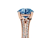 Round Split Shank Engagement Ring Setting for a Fancy Blue Lab-Grown Diamond | Pave Band | Rose Gold