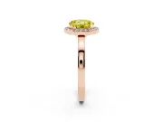 Fancy Yellow Round Cut Diamond Halo Ring Set in Rose gold with Solitaire Band and Prong Setting