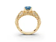 Radiant Cut Art Deco Engagement Ring Setting for a Fancy Blue Lab-Grown Diamond | Yellow Gold