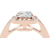 Cushion Cut Diamond Halo Pavé Engagement Ring Set in Rose gold with Bezel Setting