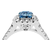 Emerald Cut Accented Halo Engagement Ring Setting for a Fancy Blue Lab-Grown Diamond | White Gold