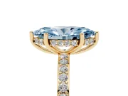 Marquise Hidden Halo Engagement Ring Setting for a Fancy Blue Lab-Grown Diamond | Yellow Gold