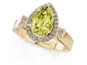 Pear-Shaped Halo Engagement Ring Setting for a Fancy Yellow Lab-Grown Diamond | Pavé Panel Shoulders | Yellow Gold