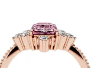Emerald Cut Cluster Engagement Ring Setting for a Fancy Pink Lab-Grown Diamond | Rose Gold