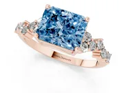Radiant Cut Scattered Accent Engagement Ring Setting for a Fancy Blue Lab-Grown Diamond | Rose Gold
