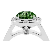 Round Rimmed Halo Engagement Ring Setting for a Fancy Green Lab-Grown Diamond | Platinum