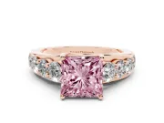 Princess Cut Graduated Engagement Ring Setting for a Fancy Pink Lab-Grown Diamond | Rose Gold
