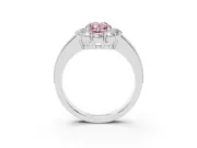 Oval Vintage Halo Engagement Ring Setting for a Fancy Pink Lab-Grown Diamond | Milgrain Channel Band | Sterling Silver