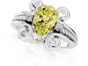 Fancy Yellow Pear Cut Diamond Twisted Band Solitaire Ring Set in Silver with Scroll Prongs
