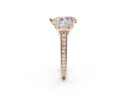 Pear-Shaped Vintage Three Stone Engagement Ring Setting for a Fancy Pink Lab-Grown Diamond | Graduated Pavé | Rose Gold
