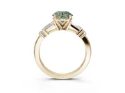 Round Tapered Baguette Engagement Ring Setting for a Fancy Green Lab-Grown Diamond | Yellow Gold
