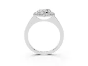 Heart Cut Diamond Halo Engagement Ring Set in Silver with Solitaire Band and Prong Setting