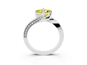 Fancy Yellow Asscher Cut Diamond Solitaire Ring Set in Silver with Intertwined Pavé Twist Band