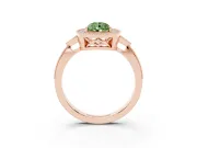 Pear-Shaped Milgrain Halo Engagement Ring Setting for a Fancy Green Lab-Grown Diamond | Graduated Pavé | Rose Gold