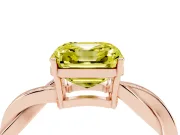 Fancy Yellow Asscher Cut Diamond Solitaire Twisted Pavé Ring Set in Rose gold with Prong Setting