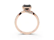 Asscher Cut Twisted Pavé Engagement Ring Setting for a Black Center | Split Shank | Rose Gold