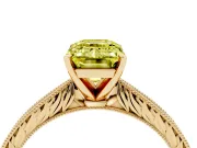 Emerald Cut Engraved Engagement Ring Setting for a Fancy Yellow Lab-Grown Diamond | Yellow Gold