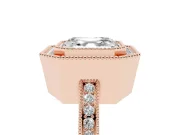 Asscher Cut Vintage Milgrain Halo Engagement Ring Setting | Filigree Gallery | Rose Gold