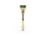 Radiant Cut Three-Stone Engagement Ring Setting for a Fancy Green Lab-Grown Diamond | Yellow Gold
