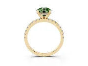 Round Hidden Halo Solitaire Engagement Ring Setting for a Fancy Green Lab-Grown Diamond | Pave Band | Yellow Gold