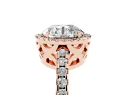 Round Halo Engagement Ring Setting | Half Pave Band | Rose Gold
