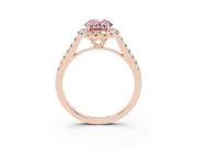 Oval Raised Halo Engagement Ring Setting for a Fancy Pink Lab-Grown Diamond | Pave Band | Rose Gold