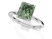 Radiant Cut Hidden Halo Ring Setting for a Fancy Green Lab-Grown Diamond | Sterling Silver