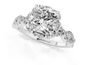 Cushion Cut Milgrain Halo Engagement Ring Setting | Graduated Shoulders | Platinum