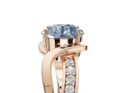 Round Bypass Solitaire Engagement Ring Setting for a Fancy Blue Lab-Grown Diamond | Pavé and Plain Strands | Rose Gold