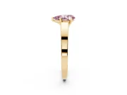 Fancy Pink Pear Cut Diamond Solitaire Engagement Ring Set in Yellow gold with Prong Setting and Tapered Band