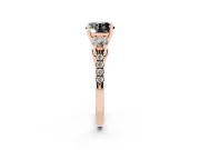 Round Three-Stone Pavé Engagement Ring Setting for a Black Center | Round Side Stones | Rose Gold