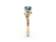 Fancy Blue Princess Cut Diamond Solitaire Ring Set in Yellow gold with Marquise Twist Band and Prong Setting