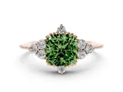 Cushion Cut Cluster Engagement Ring Setting for a Fancy Green Lab-Grown Diamond | Rose Gold