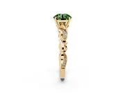 Round Vine Engagement Ring Setting for a Fancy Green Lab-Grown Diamond | Yellow Gold