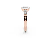 Emerald Cut Five Stone Engagement Ring Setting | Prong-Set Side Stones | Rose Gold