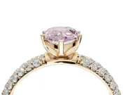 Pear-Shaped Domed Pavé Engagement Ring Setting for a Fancy Pink Lab-Grown Diamond | Yellow Gold