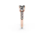 Asscher Cut Three Stone Engagement Ring Setting for a Black Center | Accented Shoulders | Rose Gold