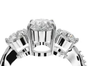 Oval Three Stone Engagement Ring Setting | Tapered Pave Band | White Gold