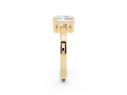 Radiant Cut Diamond Solitaire Ring Set in Yellow gold with Prong Head and Smooth Polished Band