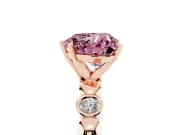 Heart-Shaped Station Engagement Ring Setting for a Fancy Pink Lab-Grown Diamond | Rose Gold