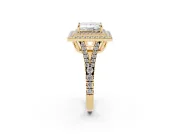 Princess Cut Double Halo Split Shank Engagement Ring Setting | Pavé Shoulders | Yellow Gold