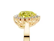 Heart-Shaped Scalloped Halo Engagement Ring Setting for a Fancy Yellow Lab-Grown Diamond | Flat Plain Band | Yellow Gold
