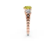 Heart-Shaped Three Stone Engagement Ring Setting for a Fancy Yellow Lab-Grown Diamond | Braided Band | Rose Gold