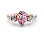 Pear-Shaped Engagement Ring Setting for a Fancy Pink Lab-Grown Diamond | Three Stone | Rose Gold