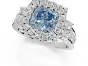 Cushion Cut Halo Engagement Ring Setting for a Fancy Blue Lab-Grown Diamond | Graduated Channel Band | White Gold