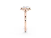 Princess Cut Halo Engagement Ring Setting | Plain Polished Band | Rose Gold